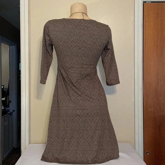 Toad & Co womens dress Small 4 6 Rosalinda falcon brown fit flare stretch 3/4 - Picture 4 of 9